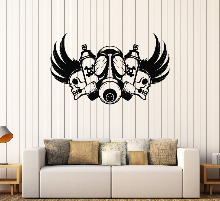 Vinyl Wall Decal Graffiti Artist Skull Gas Mask Stickers Mural Unique Gift (554ig)