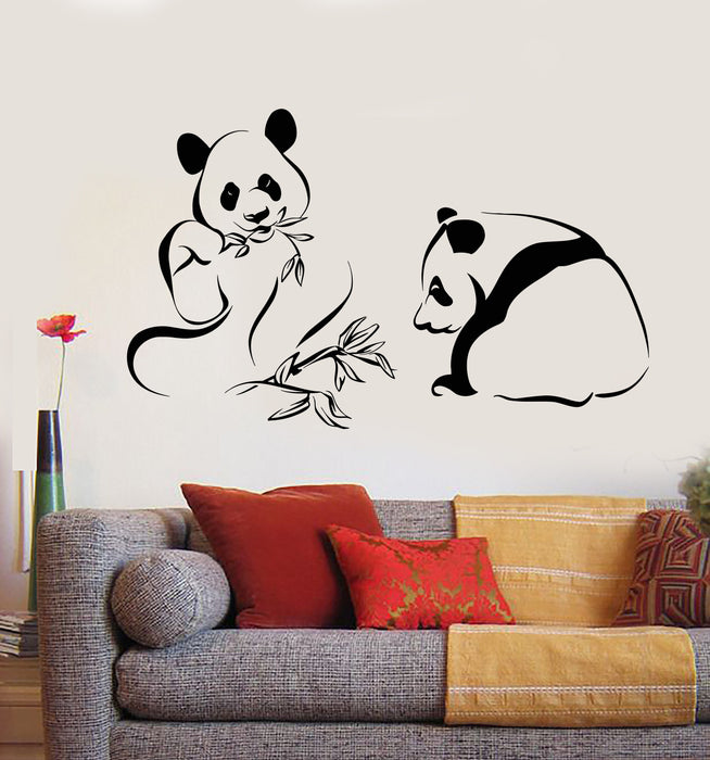 Vinyl Wall Decal Panda Bears Asian Bamboo Chinese Animals Stickers Unique Gift (1963ig)