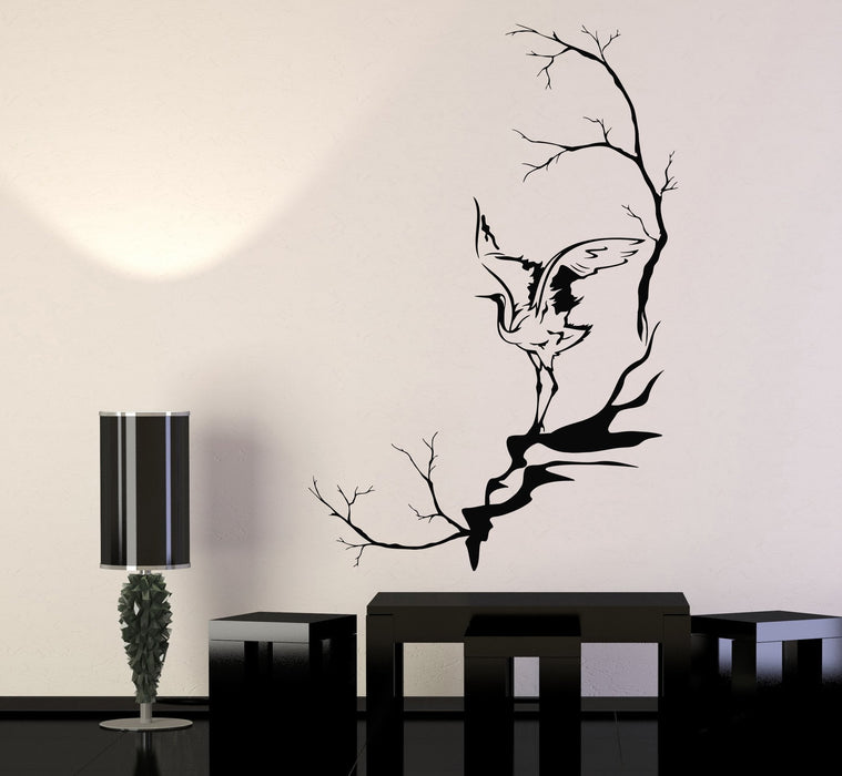 Vinyl Wall Decal Heron Bird Tree Branches Asian Style Stickers Unique Gift (1088ig)