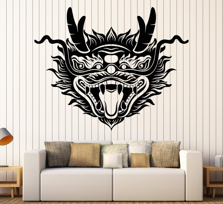Vinyl Wall Decal Chinese Dragon Head Mask Asian Style Stickers Unique Gift (1165ig)