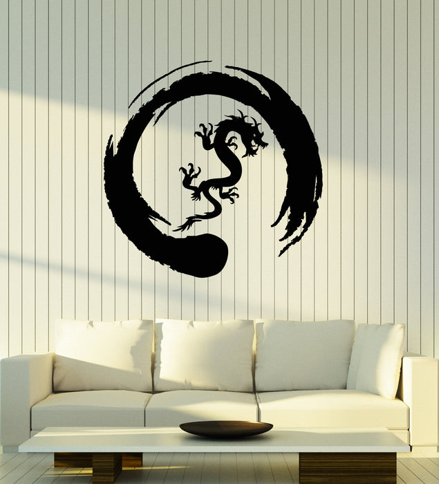 Vinyl Wall Decal Asian Dragon Circle Enso Buddhism Stickers (3434ig)