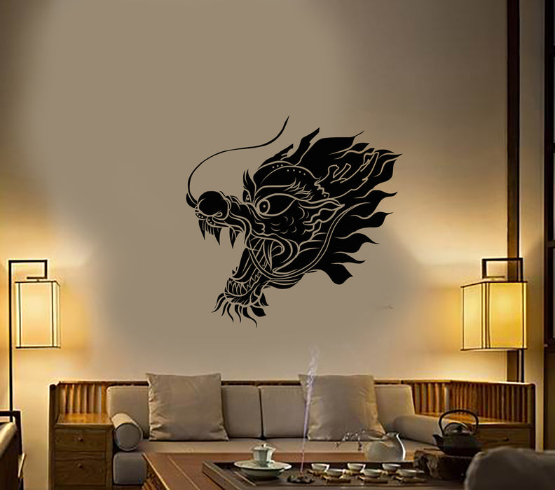 Vinyl Wall Decal Asian Style Chinese Dragon Head Teen Room Stickers (3774ig)