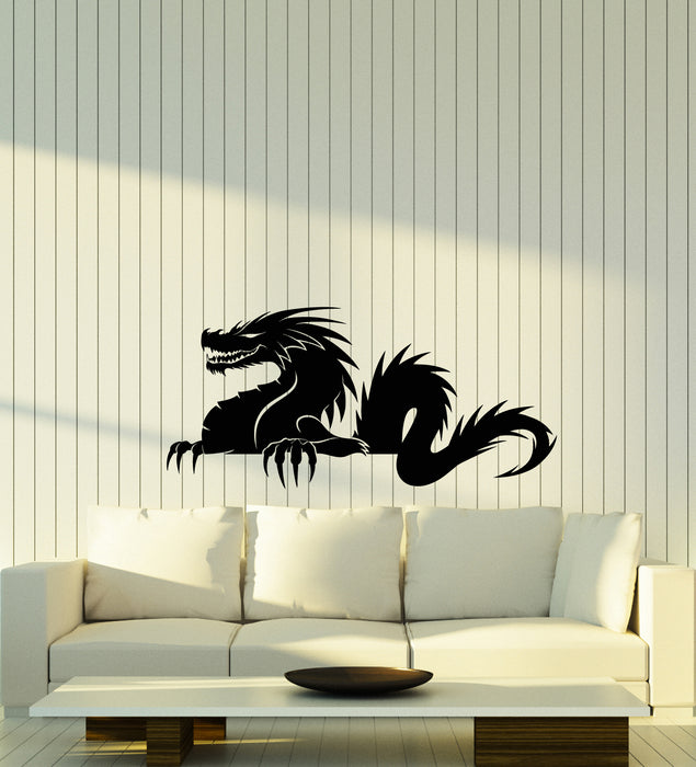 Autocollant mural en vinyle Silhouette de dragon asiatique Autocollants de bêtes fantastiques (3783ig)