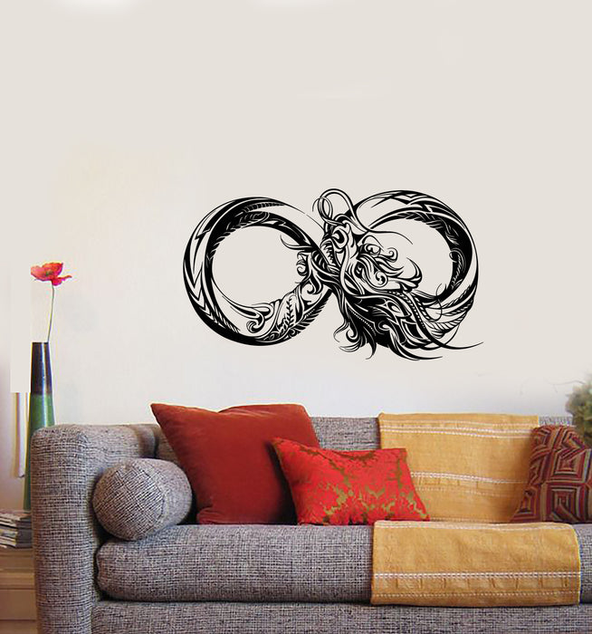 Vinyl Wall Decal Abstract Pattern Infinity Symbol Asian Chinese Dragon Stickers (4121ig)