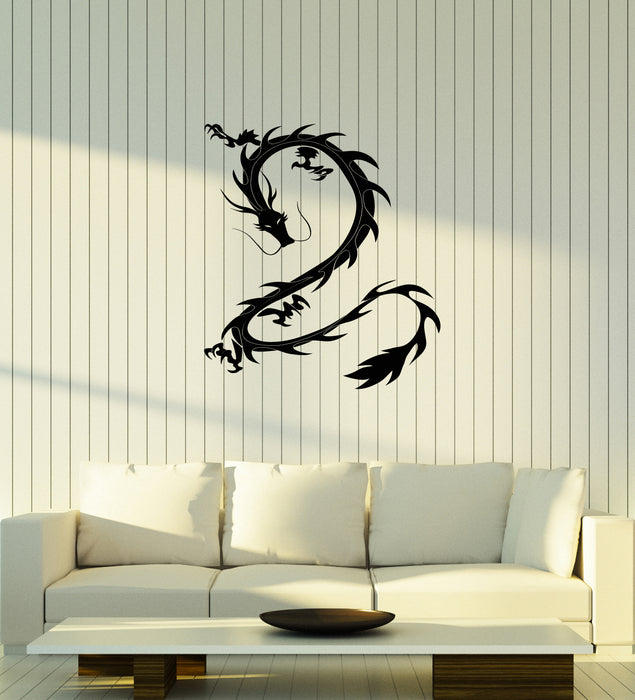 Vinyl Wall Decal Asian Dragon Ornament Chinese Oriental Style Fantasy Stickers (4176ig)