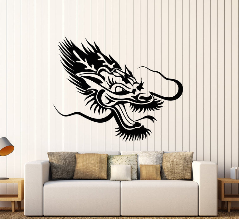 Виниловые наклейки на стену с изображением китайских азиатских голов дракона, фантастические животные (2930ig)