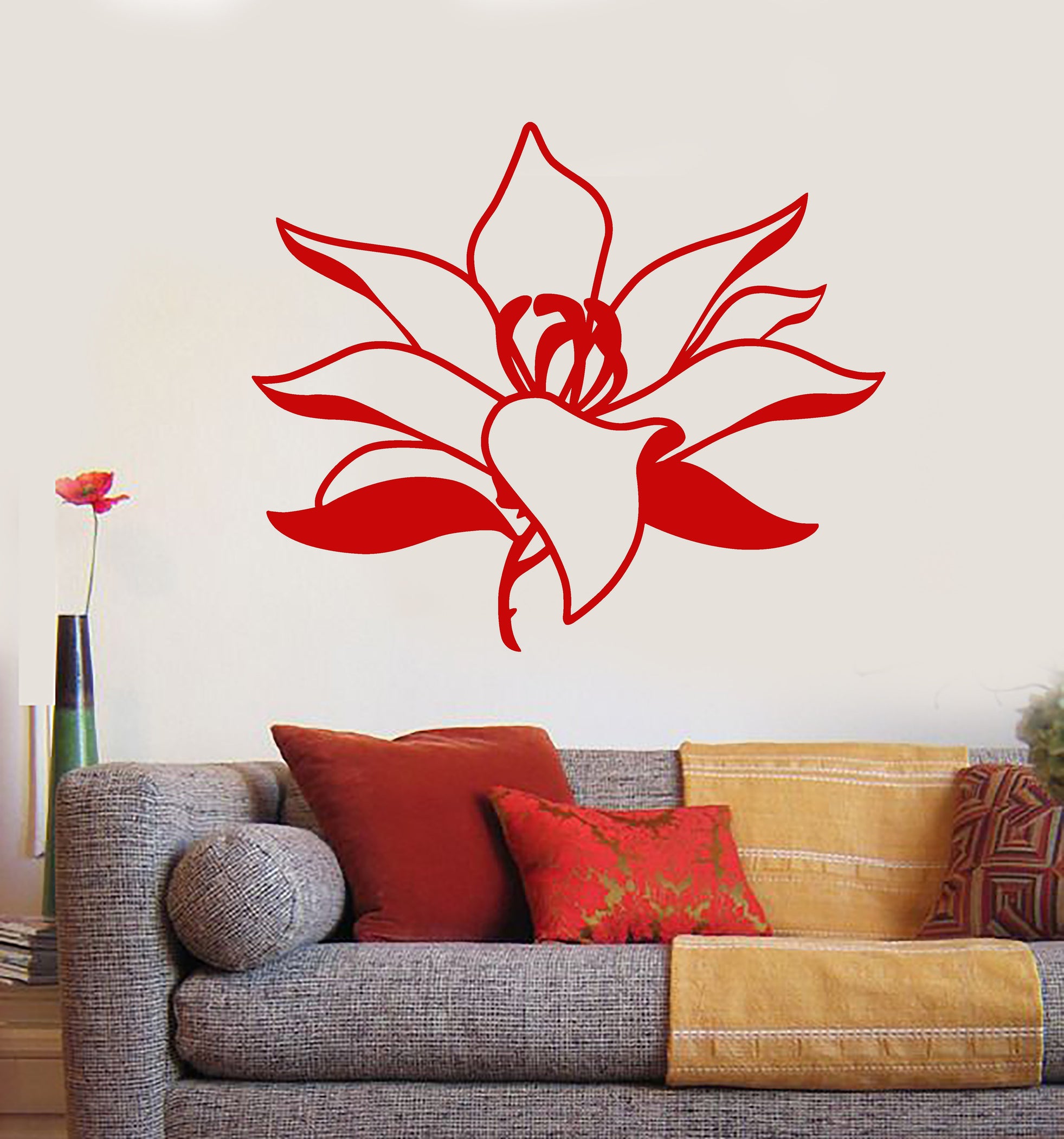 Vinyl Wall Decal Beautiful Asian Lotus Flower Bud Garden Style Sticker ...