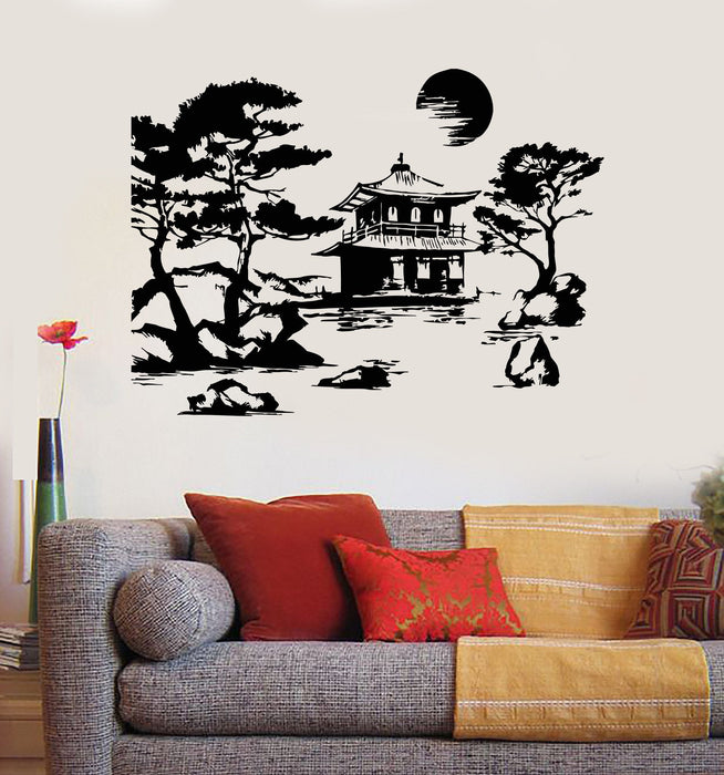 Vinyl Wall Decal Asian Decor Nature Pagoda Tree Stickers Unique Gift (ig4183)