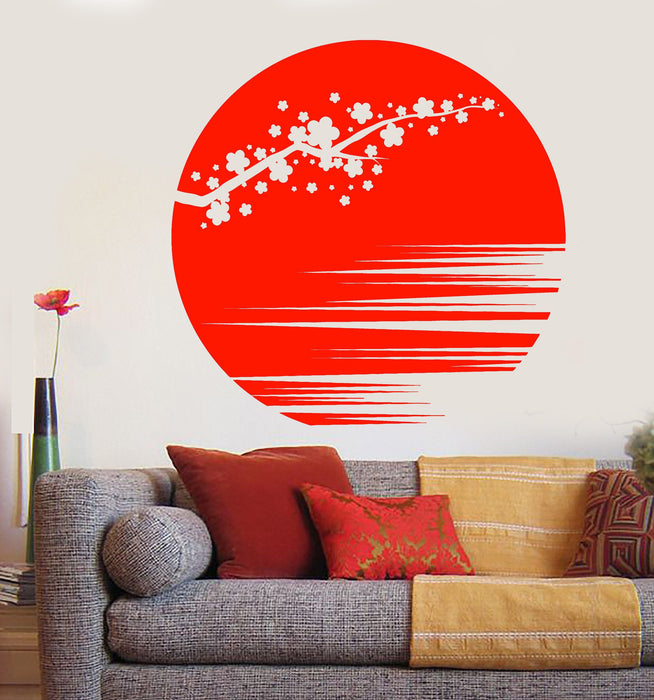 Vinyl Wall Decal Sunset Beautiful Sakura Flower Branch Asian Style Stickers Unique Gift (1142ig)