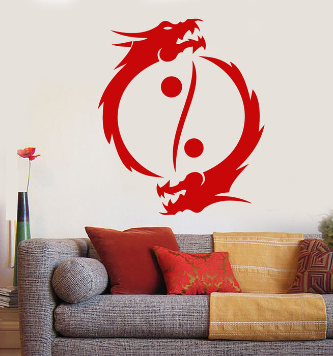 Vinyl Wall Decal Buddhism Yin Yang Symbol Asian Dragons Stickers (2290 ...