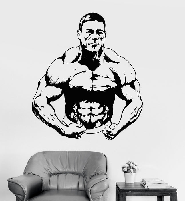 Vinyl Wall Decal Athlete Muscled Bodybuilding Gym Fitness Stickers Unique Gift (ig3578)