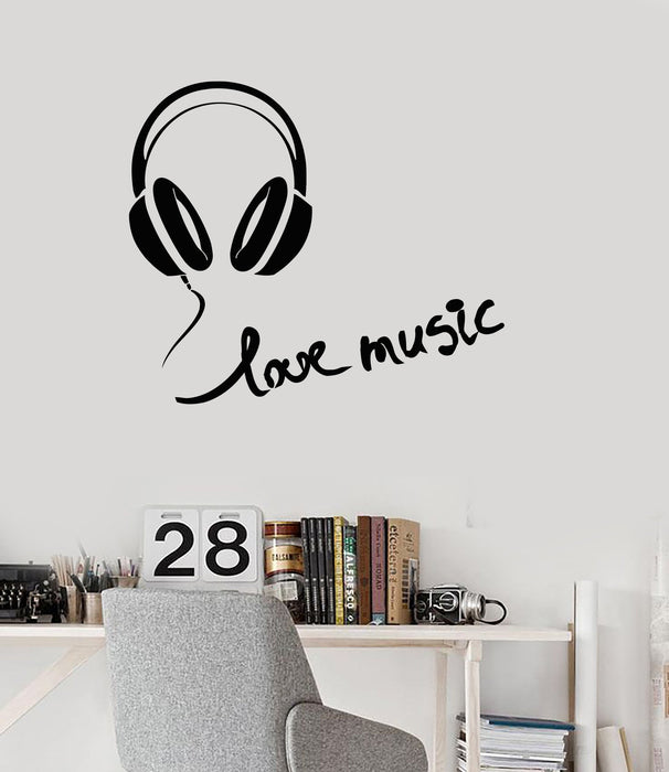 Vinyl Wall Decal Headphones Love Music Teen Room Stickers Unique Gift (626ig)