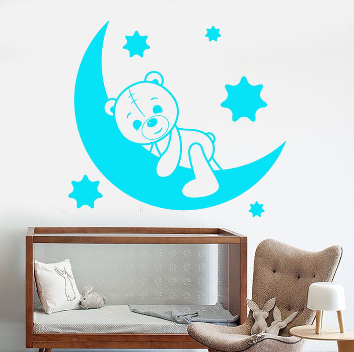 Vinyl Wall Decal Nursery Teddy Bear Toy Moon Stars Stickers Unique Gift (925ig)