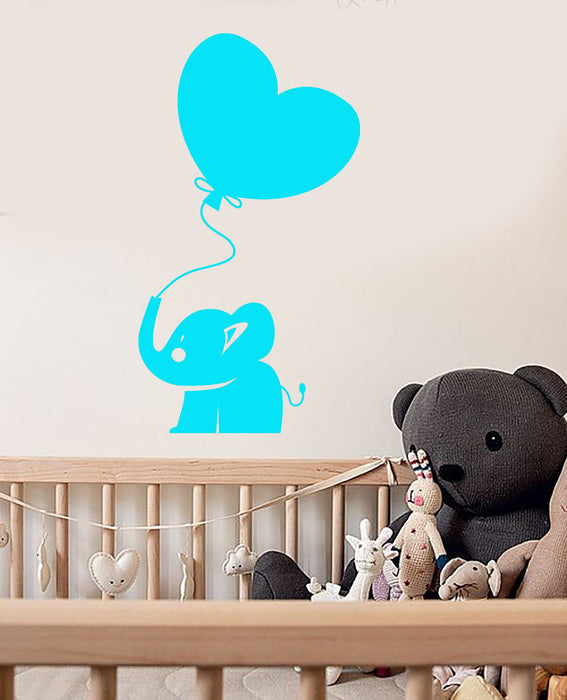 Vinyl Wall Decal Baby Elephant Balloon Cartoon African Animal Stickers Unique Gift (1404ig)