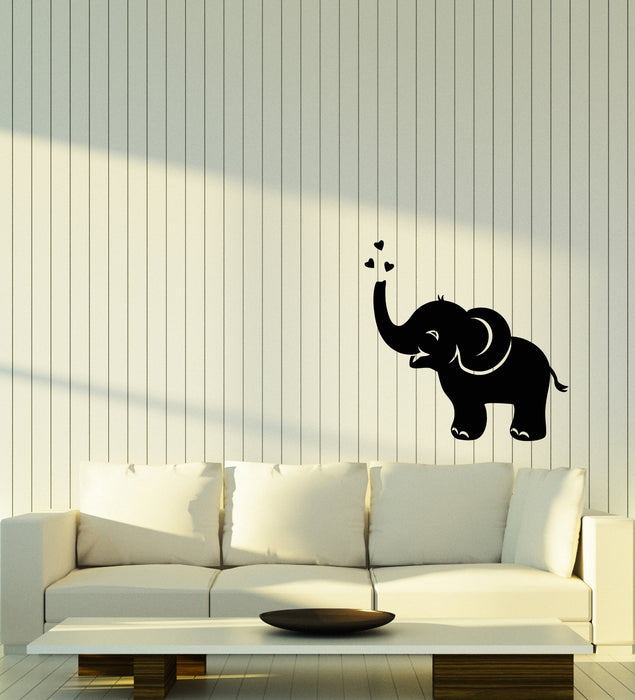 Vinyl Wall Decal Baby Elephant Hearts Decor For Kids Room Stickers (3737ig)