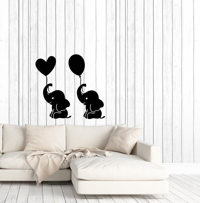Vinyl Wall Decal Cartoon Baby Room Decor Elephant Air Balloons Stickers (3796ig)