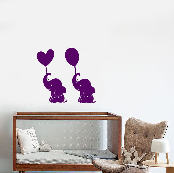 Vinyl Wall Decal Cartoon Baby Room Decor Elephant Air Balloons Stickers (3796ig)