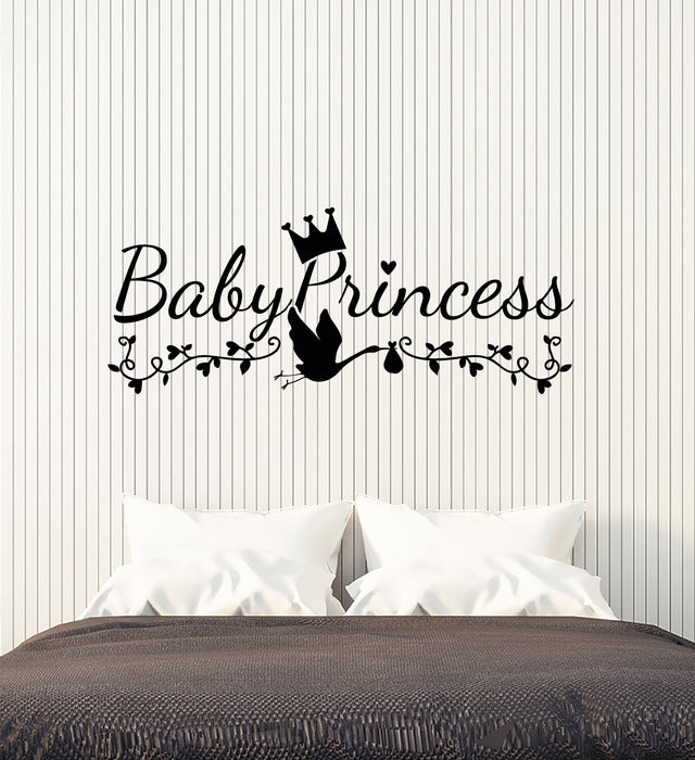 Vinyl Wall Decal Baby Princess Logo Word Room Decor Stickers (3617ig)