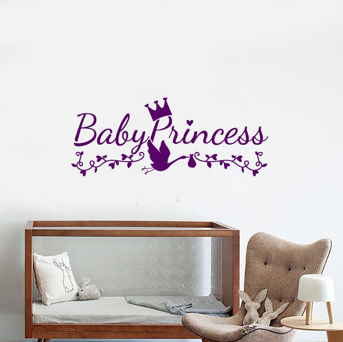 Vinyl Wall Decal Baby Princess Logo Word Room Decor Stickers (3617ig)