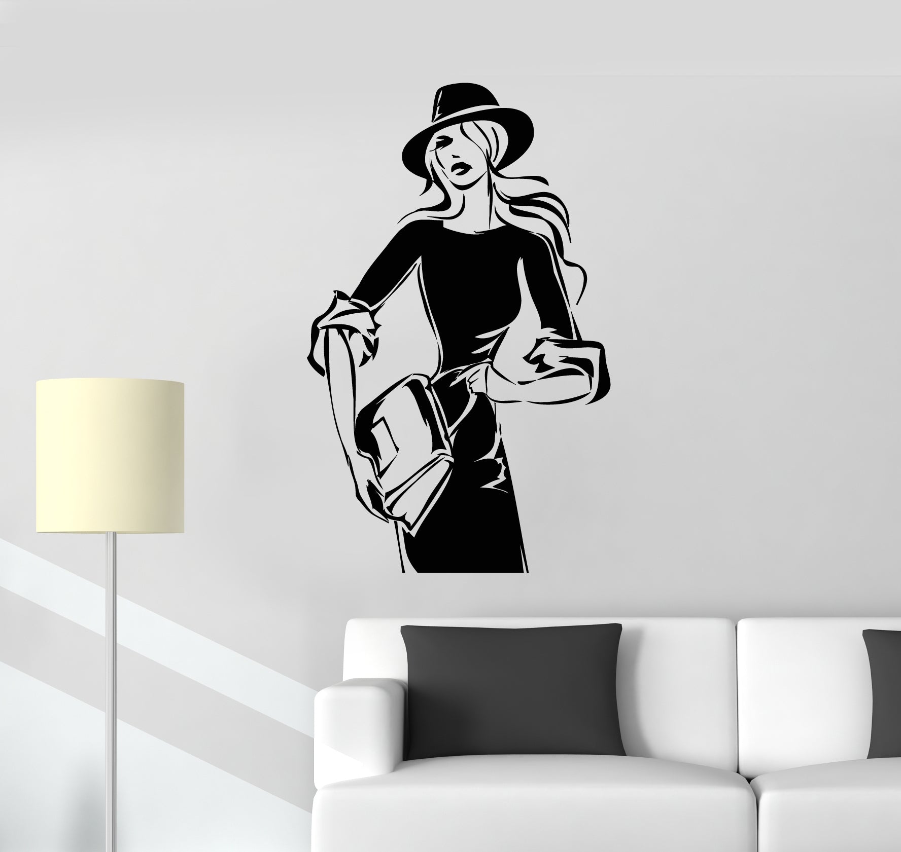Vinyl Wall Decal Shopping Bags Hats Store Lady Fashion Stickers (3246i —  Wallstickers4you