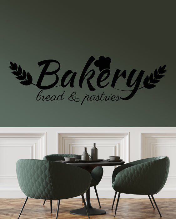 Vinyl Wall Decal Bakery Words Bakeshop Bread And Pastries Logo Stickers (3835ig)