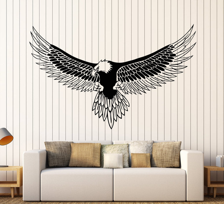 Vinyl Wall Decal American Bald Eagle Bird Feathers Patriot Symbol Stickers Unique Gift (1883ig)