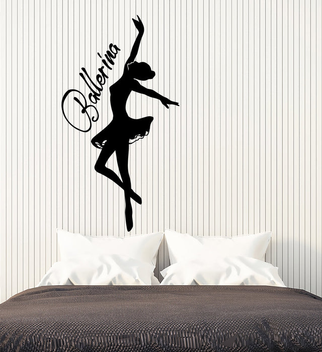 Vinyl Wall Decal Ballerina Dancer Word Logo Ballet Girl Room Stickers (3018ig)
