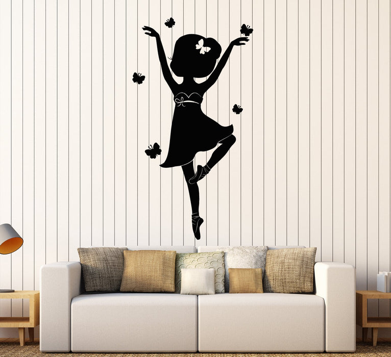 Vinyl Wall Decal Butterflies Little Ballerina Dancer Pointe Shoes Ballet Stickers (2658ig)