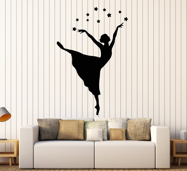 Vinyl Wall Decal Ballerina Ballet Studio Dancer Girl Pointe Stars Stickers (2148ig)