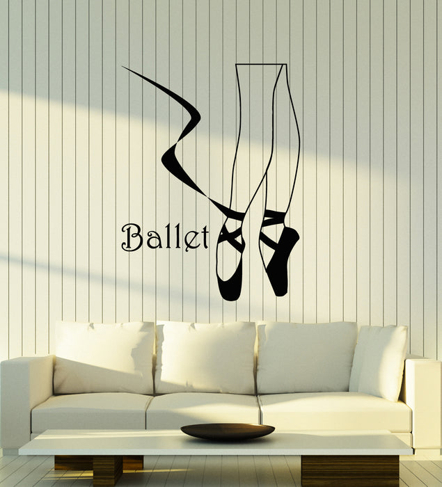 Vinyl Wall Decal Ballet Dance Studio Logo Ballerina Pointe Shoes Stickers (3392ig)