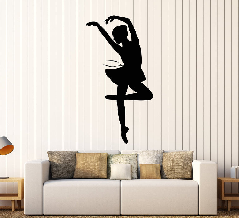 Vinyl Wall Decal Silhouette Of Ballet Dancer Pointe Shoes Stickers Unique Gift (1584ig)