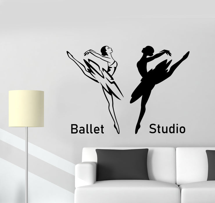 Vinyl Wall Decal Ballet Studio Logo School Ballerina Pointe Dancers Stickers (2947ig)