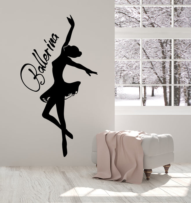 Vinyl Wall Decal Ballerina Dancer Word Logo Ballet Girl Room Stickers (3018ig)