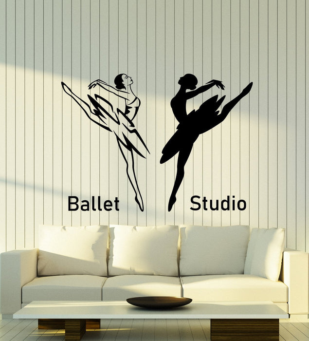 Vinyl Wall Decal Ballet Studio Logo School Ballerina Pointe Dancers Stickers (2947ig)