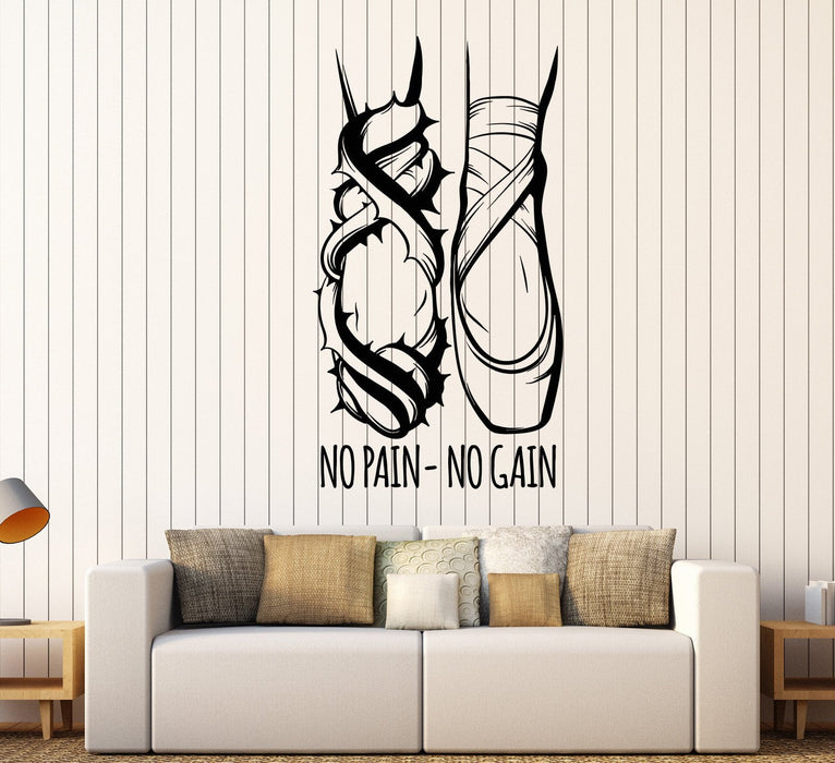 Vinyl Wall Decal Pointe Shoes Ballet Dancer Legs Motivation Quote Stickers Unique Gift (1409ig)