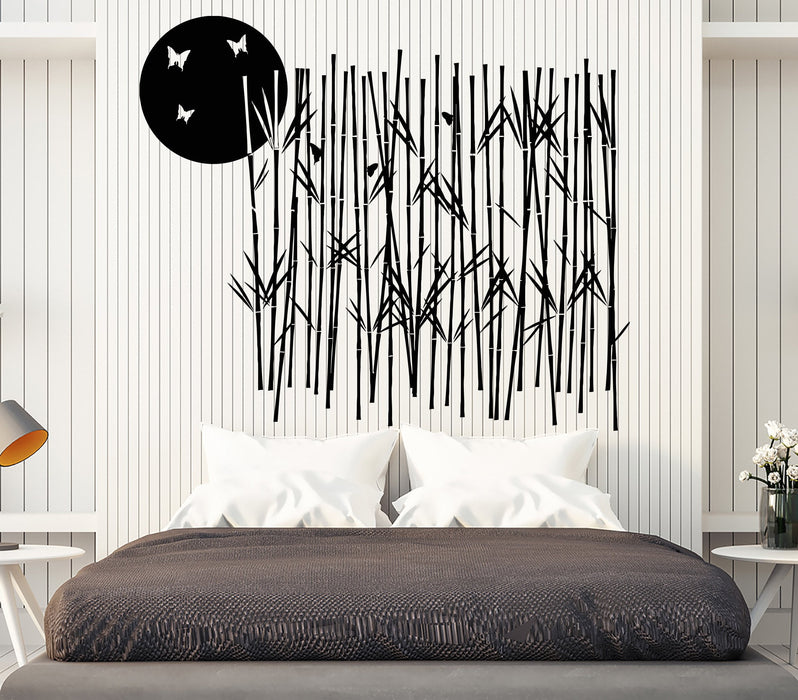 Vinyl Wall Decal Bamboo Grove Tree Moon Butterfly Nature Stickers Unique Gift (1332ig)