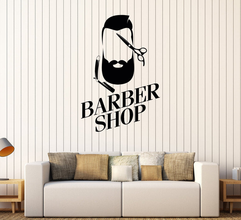 Vinyl Wall Decal Barber Shop Man Hairdresser Hair Salon Stylist Stickers Unique Gift (463ig)