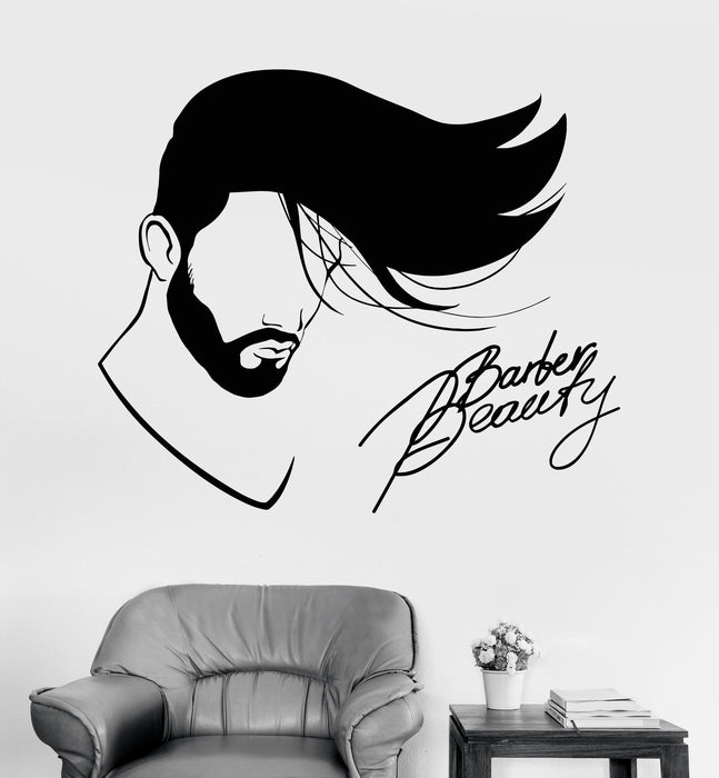 Vinyl Wall Decal Barbershop Hairdresser Fashion Man Hair Stylist Stickers Unique Gift (1161ig)