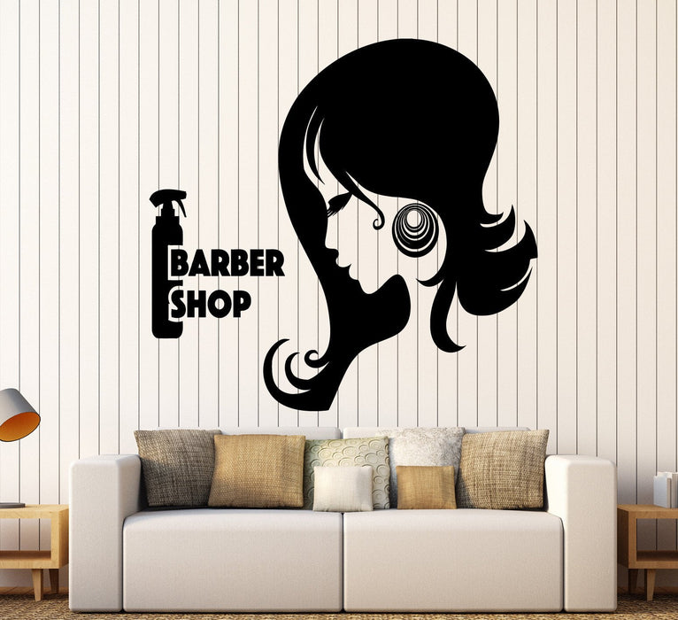 Vinyl Wall Decal Barber Shop Woman Hair Stylist Beauty Salon Mural Unique Gift (ig3762)