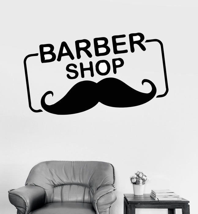Виниловая наклейка на стену с логотипом парикмахерской, усы, наклейки для парикмахерской, уникальный подарок (ig4223)