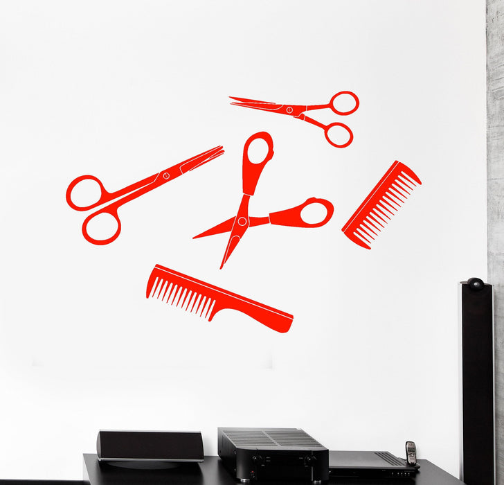 Vinyl Wall Decal Barber Tools Hairdresser Hair Barbershop Beauty Salon Stickers Unique Gift (046ig)