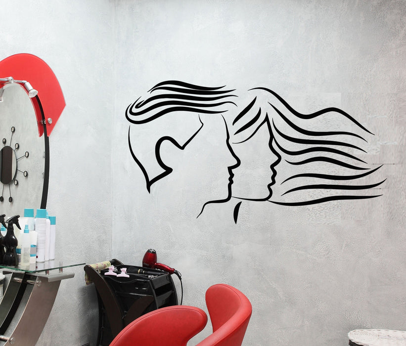 Vinyl Wall Decal Man Woman Beauty Hair Salon Barbershop Stickers Unique Gift (1353ig)