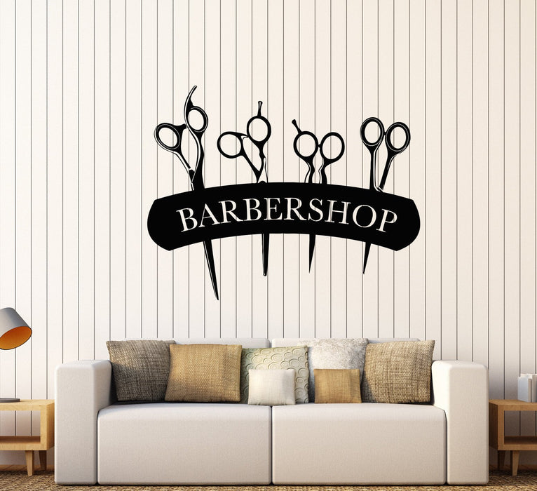 Vinyl Wall Decal Barbershop Signboard Scissors For Hair Cutting Stickers Unique Gift (1419ig)