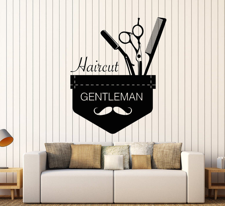 Vinyl Wall Decal Barbershop Hairdressing Salon Scissors For Men Stickers Unique Gift (1657ig)