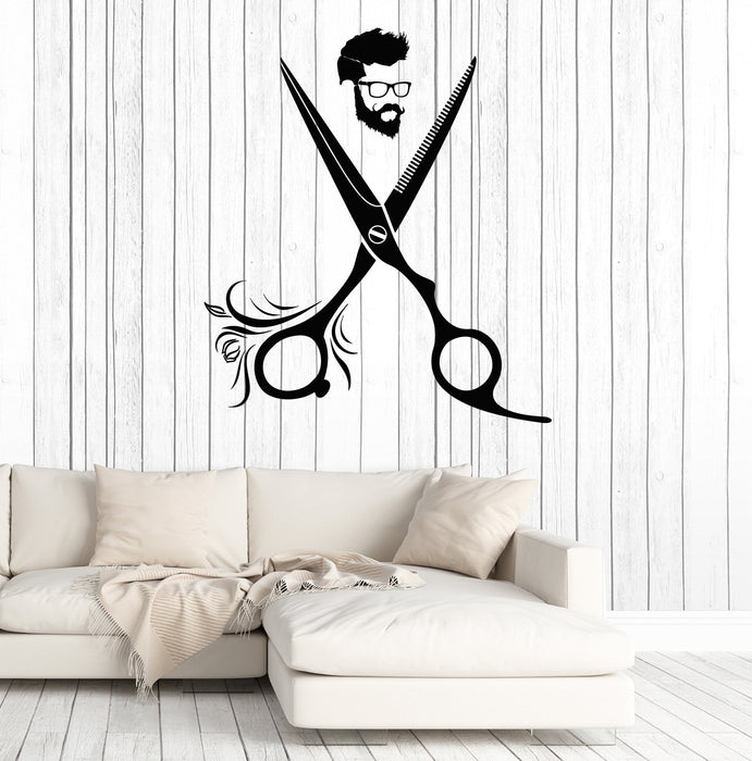 Vinyl Wall Decal Hairdresser Hipster Barbershop Hair Hairstyle Salon Stickers Unique Gift (1888ig)