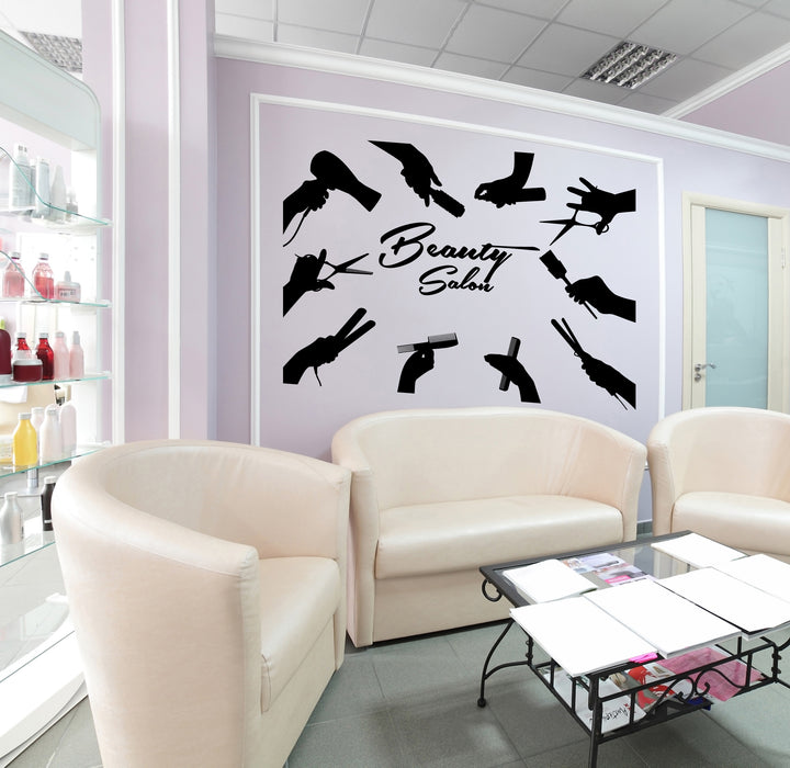 Vinyl Wall Decal Beauty Salon Logo For Barber Barbershop Stickers (4045ig)