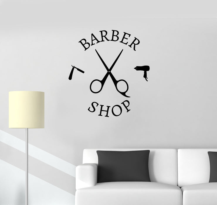 Vinyl Decal Barbershop Barber Tools Hair Beauty Hairdresser Wall Sticker Mural Unique Gift (ig2707)