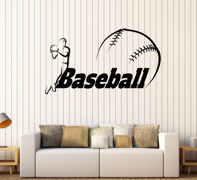 Vinyl Wall Decal Baseball Game Player Sports Boy Room Stickers Unique Gift (382ig)