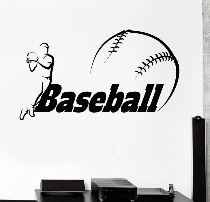 Vinyl Wall Decal Baseball Game Player Sports Boy Room Stickers Unique Gift (382ig)