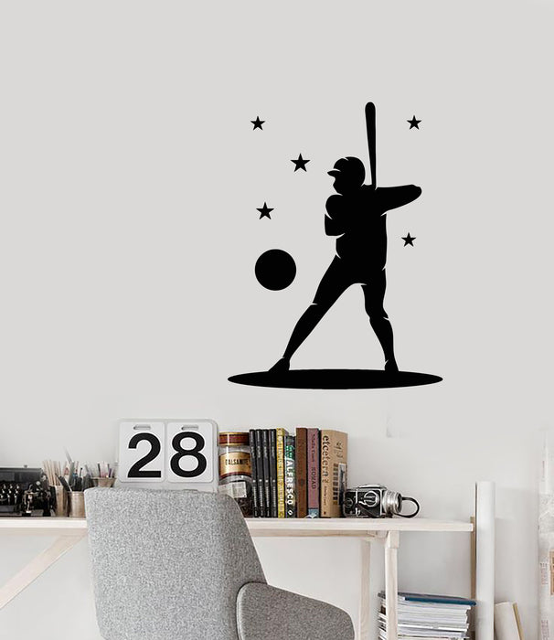 Vinyl Wall Decal Baseball Game Sport Boy Player Ball Stickers (3488ig)